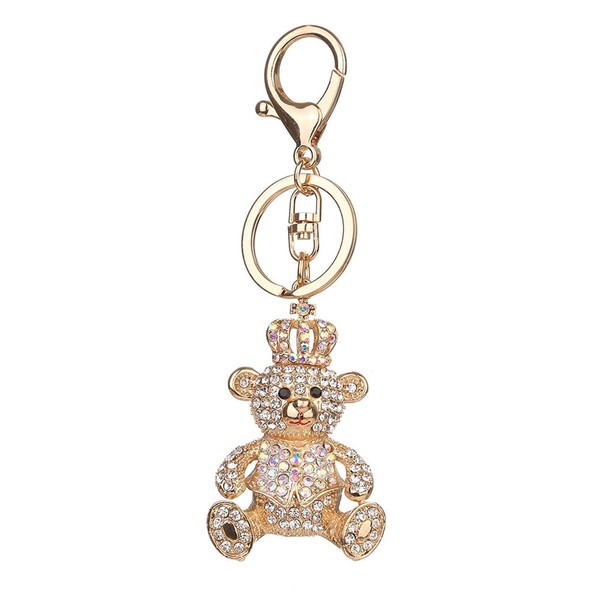 Cute Bling Crystal Animal Keyring Charm Bear Poodle Elephant Pendant