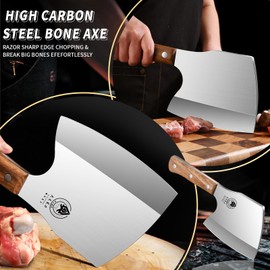 xiaotianlai Meat Cleaver Knife Heavy Duty Bone Chopper 6 Inch Stainless Steel Thicken Blade Bone Cutting Knife Bone Breaker Wood Handle Cleaver Knife for clever cutter Kitchen Outdoor Slaughterhouse