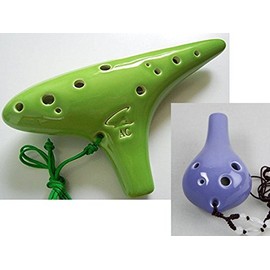 Great Deal!Focalink 6 Holes Alto C Blue Glaze Ceramic Ocarina + 12 Hole Alto C Green Glazed Ceramic Ocarina - Easy to Learn, Good for Beginner & Great Gift