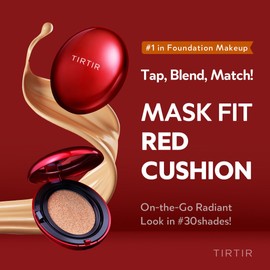TIRTIR TIRTIR Mask Fit Red Cushion Foundation | Full coverage, Weighless, Skin fit, Satin Glow Finish, Korean cushion foundation (#10C Shell, 0.63 Fl Oz (Pack of 1))