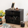 PACKGILO Wooden Storage Box Rustic Desktop Organizer with 3 Drawers