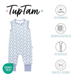 TupTam Summer Sleeping Bag with Feet, 0.5 Tog, Oeko-Tex Certified Materials, Diamond grey white