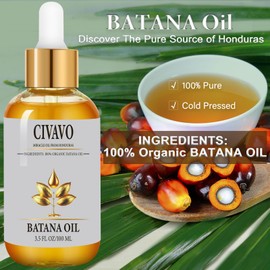 Civavo Organic Batana Oil - 100% Pure Pressed Nourishing Hair Mask, Anti-Hair Loss and Repair for Damaged Hair & Skin (100 ml)