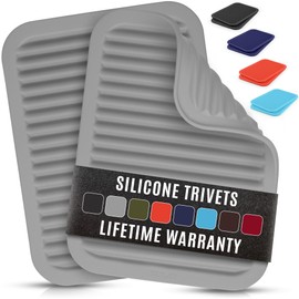 Zulay 2-Pack 9"x12" Silicone Trivets for Hot Pots & Pans – Heat-Resistant, Non-Slip Trivet Mats – Durable, Flexible, Multi-Purpose Hot Pads for Kitchen Counter & Table - Gray