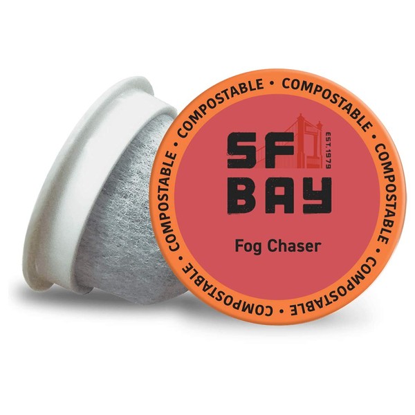 SF Bay Coffee Fog Chaser 12 Ct Medium Dark Roast Compostable Coffee Pods, K Cup Compatible including Keurig 2.0
