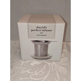 David's Tea Davids Tea Perfect Infuser Silver Stainless Steel  White Saucer Fits Nordic Mugs