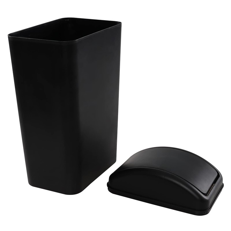 Hespama 14L Slim Plastic Trash Bin, Black Waste Bin with