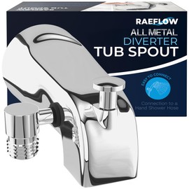 All Metal Tub Spout with Diverter & Integrated Shower Hose Connection, Chrome Finish, Fits Threaded 1/2" or 3/4" IPS, Bathtub Faucet for Convenient Shower Access