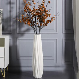 White Tall Floor Vase, 28" Ceramic Decorative Large Vases for Living Room Decor Home Office Bedroom, Modern Big Standing Flower Vase with Glossy Glaze