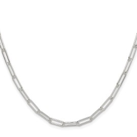 GlittersandGold Sterling Silver Polished 3.5mm Paperclip Chain Necklace