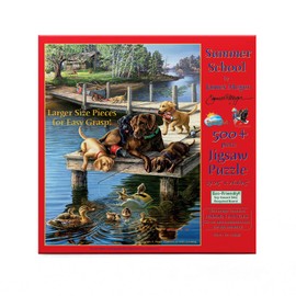 SunsOut Summer School 500 pc Large Piece Jigsaw Puzzle for Adults, Larger Size Pieces for Easy Grip, Chocolate Lab, Dogs, Animals, Made in USA, James Meger - 19.25" x 26.625" MPN# 28497