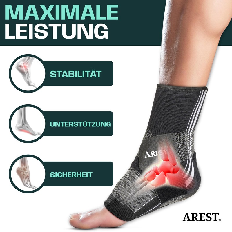 AREST Ankle Bandage with Compression Band - Adjustable Ankle Support