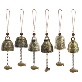 Feng Shui Chimes, Pack of 6 Feng Shui Bells, Fengshui Bell, Campanula Wind Chime, Blessing Bell, Wind Chime Bell for Home Garden Hanging Happiness Blessing