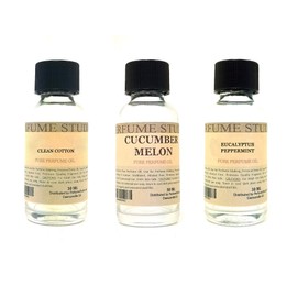 Fragrance Oil Set 3-Pk 1oz Each for Making Soaps, Candles, Bath Bombs, Lotions, Room Sprays, Colognes (Aromatic Citrus, Clean Cotton, Cucumber Melon, Eucalyptus Peppermint)