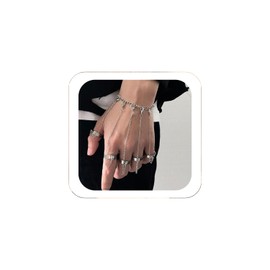 YRlilicc Punk Chain Tassel Bracelet with Slave Finger Rings, Gothic Hand Harness & Kurapika Chain Hand Chain Jewelry for Women and Men (Silver)
