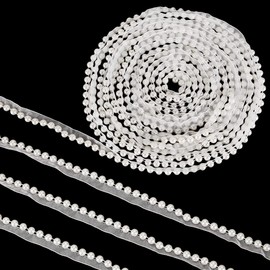 OLYCRAFT 10 Yards 14mm Beaded Pearl Trimming Lace Ribbon White Pearl Lace Trim Pearl Beaded Trim Applique Pearl Fringe for Bridal Wedding Decorations Sweing Making DIY Decoration