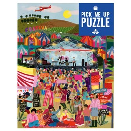 Talking Tables 1000 Piece Music Festival Puzzle for Adults with Matching Poster & Trivia Sheet | Colorful Jigsaw Illustrated Design, Birthday Present, Gifts Lovers, Coachella, Blue, PUZZ-PMU-Festival