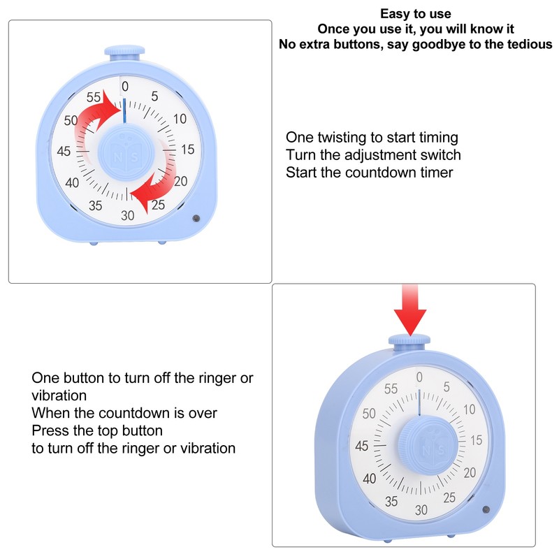 60 Minute Visual Timer for Kids Adults with Two Reminder