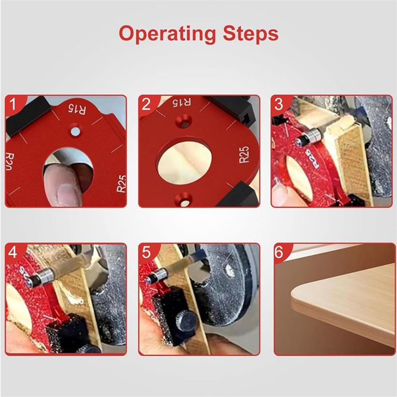 Woodworking Round Corner Radius Template | 2X Edge Trimming Corner