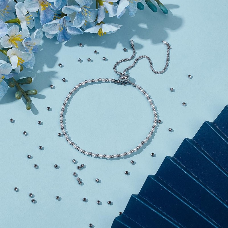 UNICRAFTALE About 500Pcs 3mm Stainless Steel Ball Beads Tiny Round