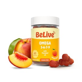 BeLive Gomitas orgánicas de Omega 3 con Omegas 6, 7, 9, DHA y EPA de aceite de linaza y aceite de fruto de espino amarillo. Sin azúcar. Favorecen el  