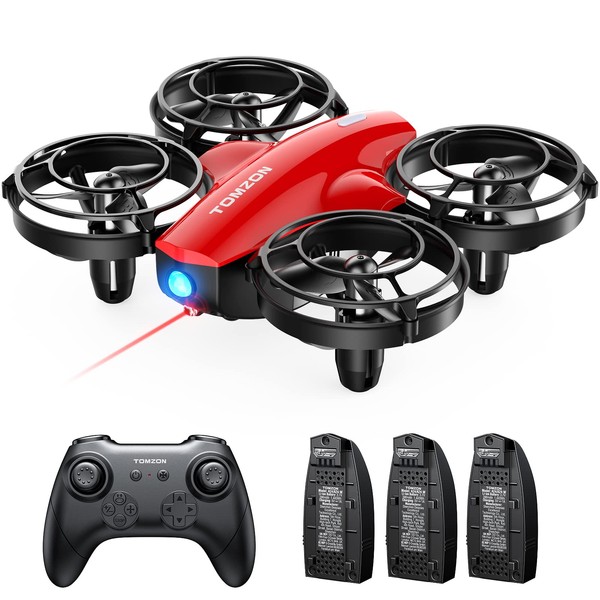 TOMZON A24 Mini Drone for Kids with Battle Mode, Kids Drone with Throw to Go, High Speeds Rotation, Self Spin and 3D Flip, RC Quadcopter with Altitude Hold, Headless Mode,3 Batteries, Safe Cover, Red