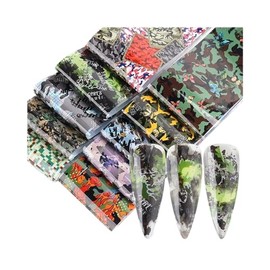 Generic Newspaper Letter Flower Animal Nail Foil Transfer Sticker 10Pcs 20X4Cm Xk9101 Nail Wraps Art Stickers Manicure Supplies for Women for Home Nails Full Long Lasting Easy Apply and Remove