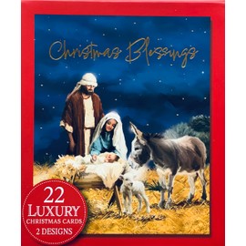 Luxury Religious Christmas Cards 22 in a Box Multipack Two Designs