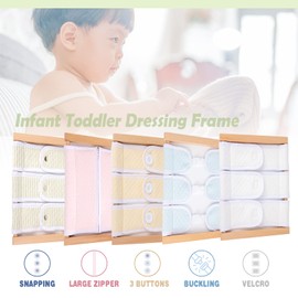 Montessori Wooden Toys for Dressing Learning Board Learning Basic Dressing Skills - Buttons, Snaps, Zippers, Belt Buckles Toys for 1 2 3 Year Old Toddlers Sensory Toy Gifts(Snapping Cloth)