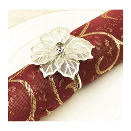 Anloo Gold Silver Napkin Rings Buckles, Pack of 12 Metal Rose Flower Napkin Buckles for Wedding Party Dinner Anniversary Table Decoration