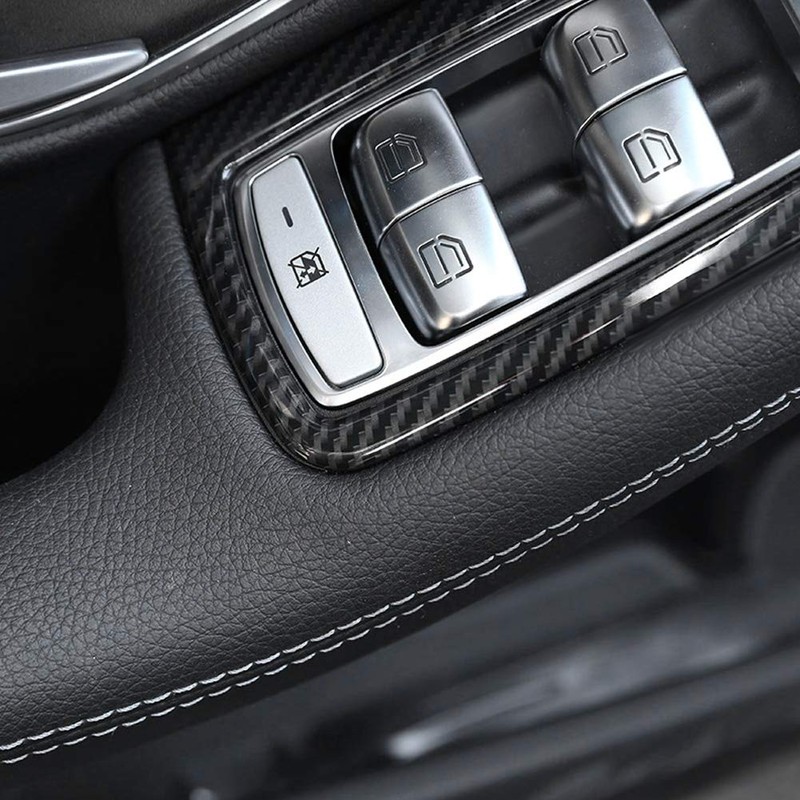 KIMISS 4 Pieces Car ABS Carbon Window Switch Button Cover
