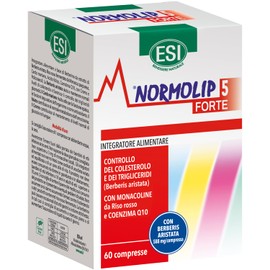 ESI - Normolip 5 Forte, Integratore Alimentare con Berberis, Contribuisce ai Normali Livelli di Colesterolo e Trigliceridi e alla Funzionalità Cardiovascolare, Senza Glutine, 60 Compresse