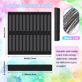 Watersay 24 Pcs Soft Pastel Drawing Chalk Set Square Sketch Chalk Non-toxic Artist Pastel Sticks for Professional Artists Students and Art Lovers(Black, White)