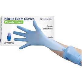 Style Setter NuGard - Guantes desechables de nitrilo sin polvo, revisión médico industrial, goma sin látex, no estériles, aptos para alimentos, ultrarfuertes, paquete de 100, color azul, talla extragrande