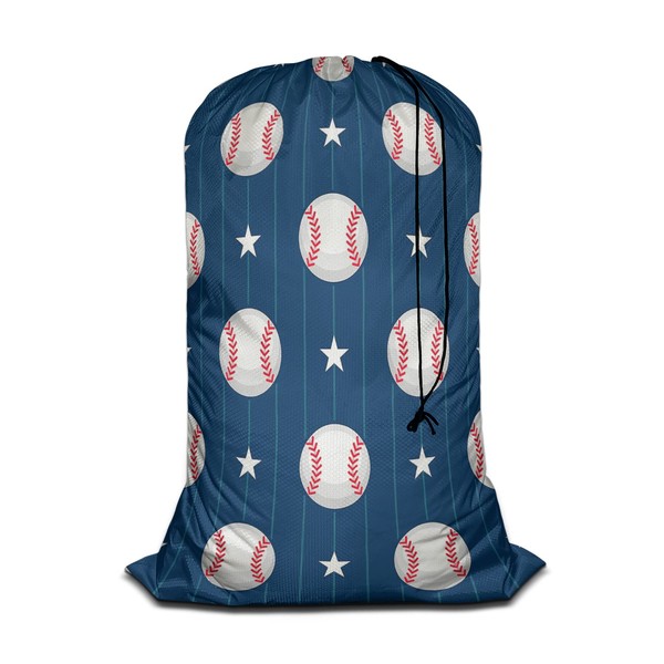 Swono Baseball Sports Patterns Heavy Duty Large Laundry Bag 28