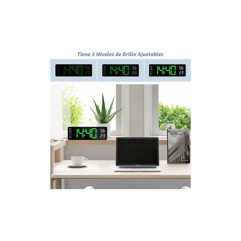 Reloj De Pared Digital Con Termómetro, Alarmas Y Calendario