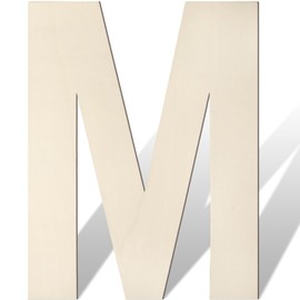 Large Wooden Letters 17 Inch Big Wooden Alphabet Letters for Wall Decor Unfinished Large Wood Letters M for Nursery Decor Crafts Blank Wooden Cutout Sign for Party Birthday Wedding Home Decoration