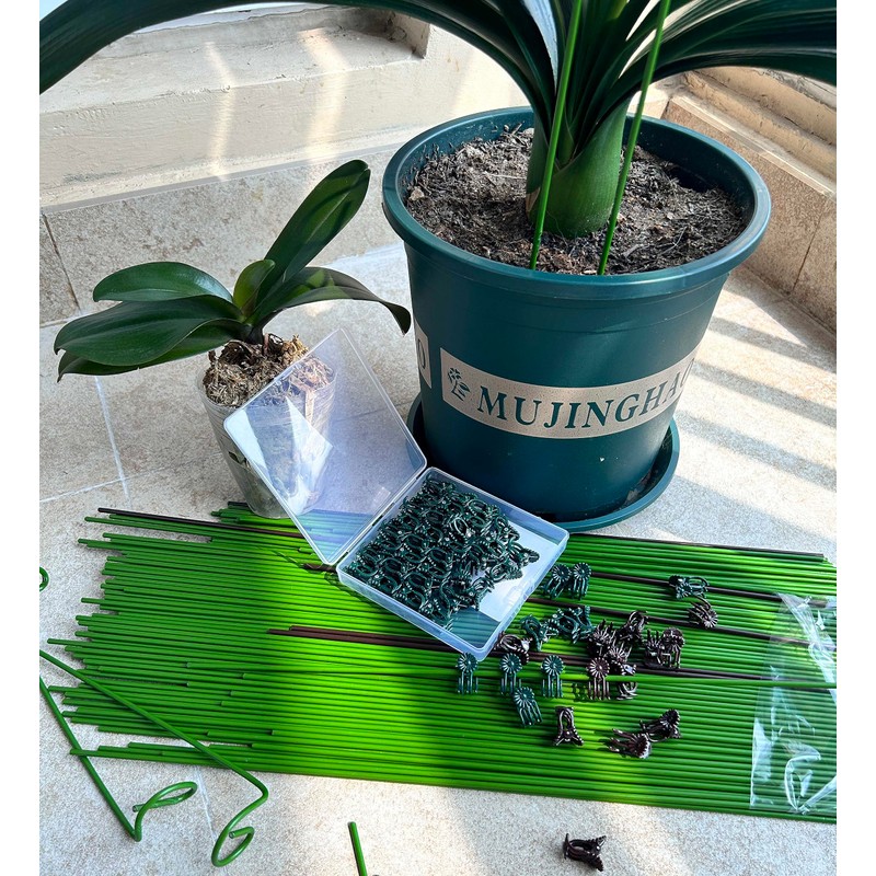 EESC2Y 10-PCs 15-3/4" Plastic Coated Orchid Stakes for Plants Support,