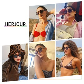 HERJOUR Trendy Retro Square Aviator Sunglasses Womens Mens 70s Sunnies Classic Vintage Sun Glasses AR82264