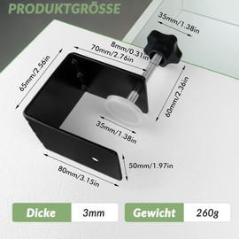 Moollyfox C Clamp, Pack of 2 Screw Clamp C Clamps, Stainless Steel Carrier Clamp, C Clamp Table Clamp with Wide Jaw Openings 65 mm, Clamps Metal & Tensioner, C Clamp for Woodworking DIY