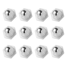 12 Pack Self Adhesive Caster Wheels, Swivel Wheels for Furniture, Load Capacity 30 LBS Per Caster Wheels 1 Inch, Low Profile Paste Universal for Storage Box, Small Appliance Storage Bins (White, 12)