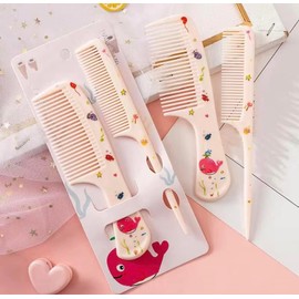 Girls Kids Cute Hair Comb Set, Portable Anti-Static Plastic Hairdressing Comb Hair Comb Gift Combo of 2 packs (pink+green)