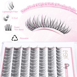 EMEDA Natural Lash Clusters - Wispy Lash Clusters C Curl Lash Clusters DIY Lash Clusters Mix Length Lash Clusters Natural Look Super Thin Band (Mix 10-13mm C Curl)