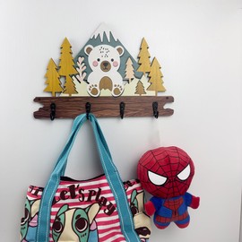 Midrean Decorative Wooden Cute Colorful Animal Nursery Kids Wall Coat Hanging Rack Wall Mount Children's Room Towel Hooks Baby Clothes Hanger