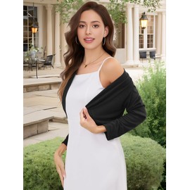 Ylhystrical Women's Long Sleeve Shrugs for Dresses Black Large Open Front Bolero Knit Sweaters Ladies Lightweight Comfy Jackets Cropped Tops Shawls Wraps Cardigan Short Sweater Cover Up