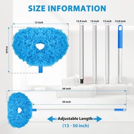 Washable Ceiling Fan Cleaner, Microfiber Duster with Telescopic Extension Rod, Suitable for Cleaning High Ceiling Fans, Furniture, Blinds, Cars (Blue)