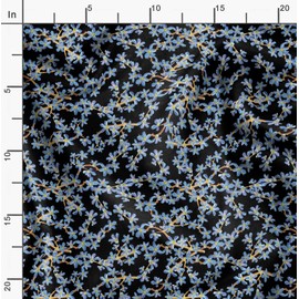 Soimoi Black Rayon Fabric Forget Me Not Bush Floral Printed Craft Fabric BTY 42 Inch Wide