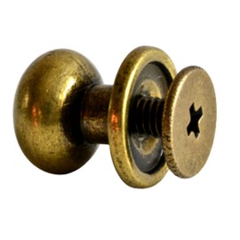 Book Screws 10 mm | Pack of 10 | Colour: Brass | Screw Rivets for Leather Crafts | Sleeve Nut + Screws | Rivets 5 mm - 12 mm Available | Rivets for Screwing | Chicago Screws/Head Rivets
