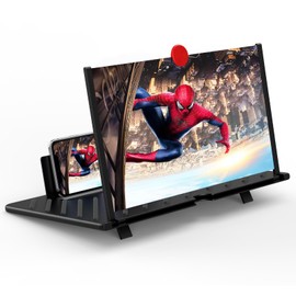 20" Screen Magnifier –3D HD Mobile Phone Magnifier Projector Screen Enlarger for Movies, Videos, and Gaming–Foldable Cell Phone Stand with Screen Amplifier–Supports All Smartphones(Black-20Inch)