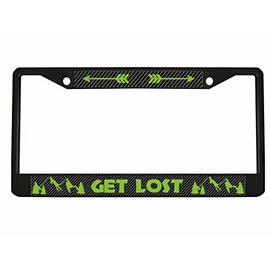 Let's Get Lost Style Metal License Plate Frame/Car Accessories Auto Car Tag Holder Cover (Black/Carbon/Limegreen)